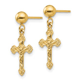 Sophia Jewelers 14K Gold Polished Crucifix Drop Earrings for Women